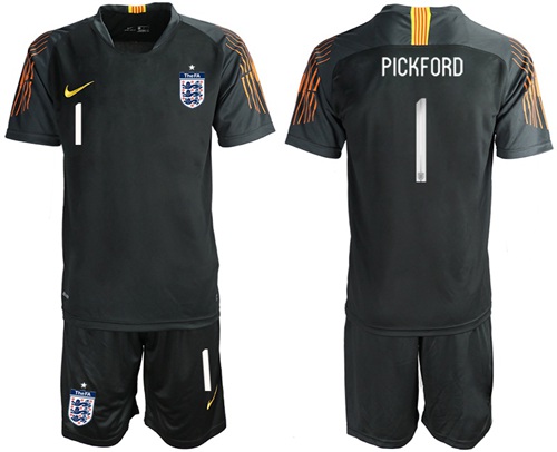 England #1 Pickford Black Goalkeeper Soccer Country Jersey